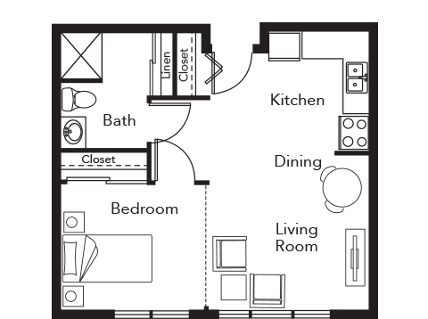 Floor Plan One Bedroom A