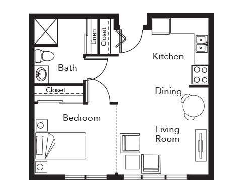 Floor Plan One Bedroom A