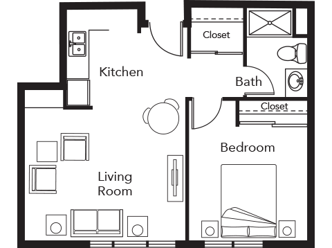 Floor Plan One Bedroom C